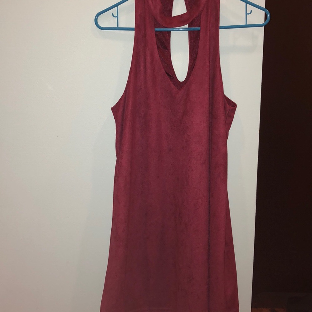 Red velvet looking key hole swing dress!